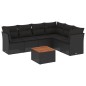 vidaXL Set de comedor de jardín 7 pzas y cojines ratán sintético negro vidaXL Set de comedor de jardín 7 pzas y cojines ratán sintético negro