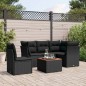 vidaXL Set de sofás de jardín 6 piezas y cojines ratán sintético negro vidaXL Set de sofás de jardín 6 piezas y cojines ratán sintético negro
