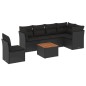 vidaXL Set de comedor de jardín 7 pzas y cojines ratán sintético negro vidaXL Set de comedor de jardín 7 pzas y cojines ratán sintético negro