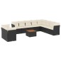 vidaXL Set de sofás de jardín 11 pzas y cojines ratán sintético negro