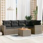 vidaXL Set de muebles de jardín 6 pzas y cojines ratán sintético gris