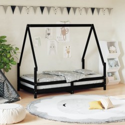 vidaXL Estructura de cama para niños madera de pino negro 80x160 cm