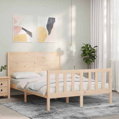 vidaXL Estructura de cama con cabecero madera maciza 120x200 cm