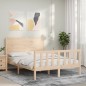 vidaXL Estructura de cama con cabecero madera maciza 120x200 cm