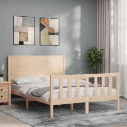 vidaXL Estructura de cama con cabecero madera maciza 120x200 cm