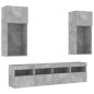 vidaXL Muebles TV pared con LED 5 pzas madera ingeniería gris hormigón