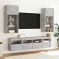 vidaXL Muebles TV pared con LED 5 pzas madera ingeniería gris hormigón