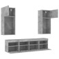 vidaXL Muebles TV pared con LED 5 pzas madera ingeniería gris hormigón
