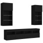 vidaXL Muebles de TV de pared con LED 5 pzas madera ingeniería negro