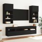 vidaXL Muebles de TV de pared con LED 5 pzas madera ingeniería negro