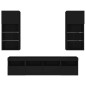 vidaXL Muebles de TV de pared con LED 5 pzas madera ingeniería negro