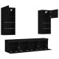 vidaXL Muebles de TV de pared con LED 5 pzas madera ingeniería negro