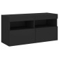 vidaXL Muebles de TV de pared con LED 5 pzas madera ingeniería negro
