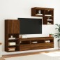 vidaXL Muebles TV pared con LED 6 pzas madera ingeniería marrón roble