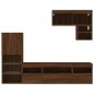 vidaXL Muebles TV pared con LED 6 pzas madera ingeniería marrón roble