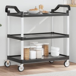 vidaXL Carrito de 3 niveles aluminio negro 99x50x96 cm