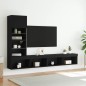 vidaXL Muebles de TV de pared con LED 4 pzas madera ingeniería negro