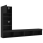 vidaXL Muebles de TV de pared con LED 4 pzas madera ingeniería negro