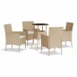 vidaXL Mesita y sillas jardín 5 pzas y cojines ratán sintético beige vidaXL Mesita y sillas jardín 5 pzas y cojines ratán sintético beige