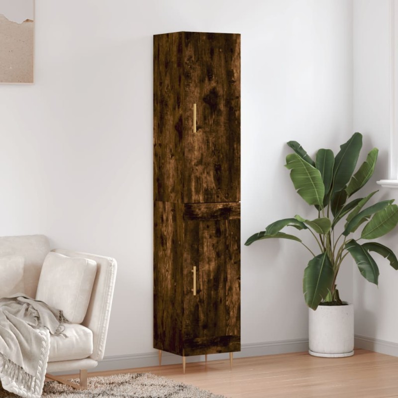 vidaXL Aparador de madera contrachapada roble ahumado 34,5x34x180 cm vidaXL Aparador de madera contrachapada roble ahumado 34,5x34x180 cm