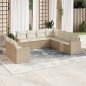 vidaXL Set de sofás de jardín 9 pzas con cojines ratán sintético beige vidaXL Set de sofás de jardín 9 pzas con cojines ratán sintético beige