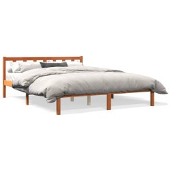 vidaXL Estructura de cama madera maciza pino marrón cera 160x200 cm