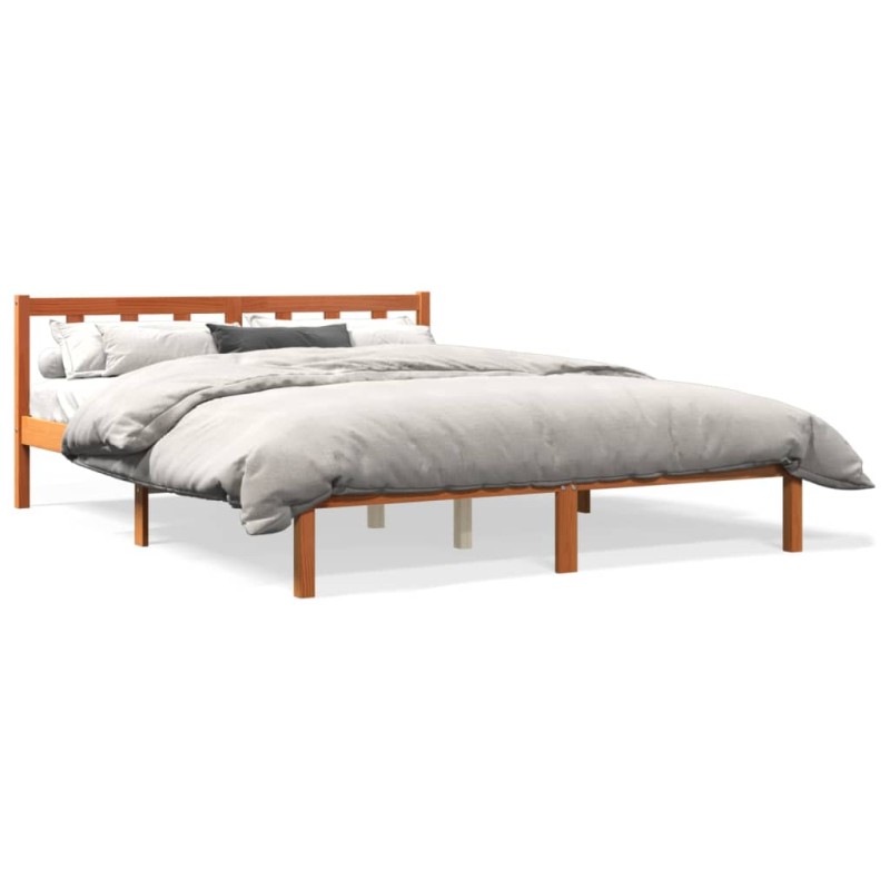 vidaXL Estructura de cama madera maciza pino marrón cera 160x200 cm vidaXL Estructura de cama madera maciza pino marrón cera 160x200 cm