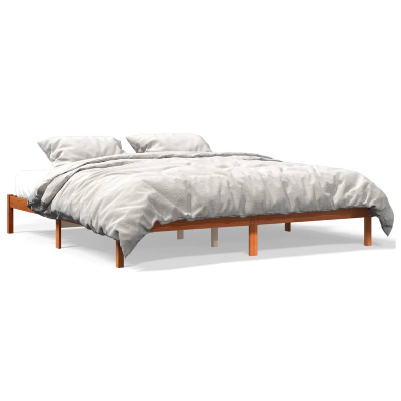 vidaXL Estructura de cama madera maciza pino marrón cera 180x200 cm vidaXL Estructura de cama madera maciza pino marrón cera 180x200 cm