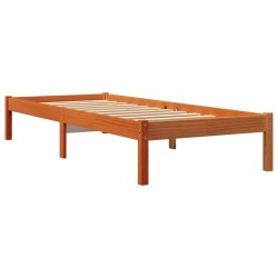 vidaXL Estructura de cama madera maciza pino marrón cera 100x200 cm