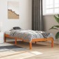 vidaXL Estructura de cama madera maciza pino marrón cera 100x200 cm