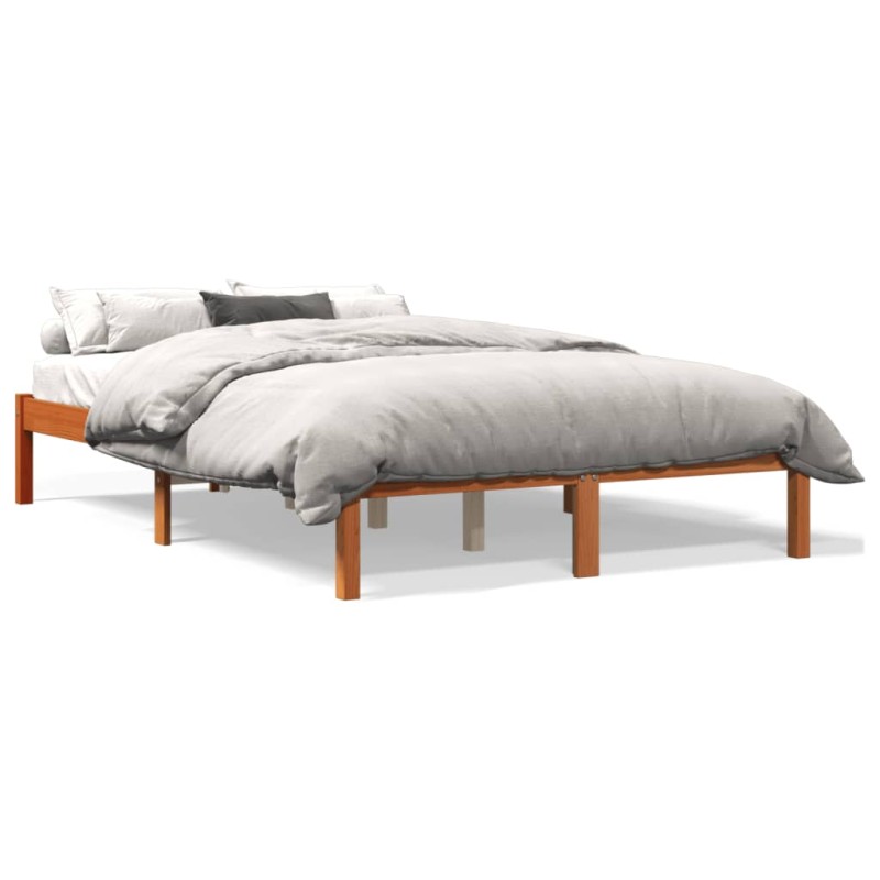 vidaXL Estructura de cama madera maciza pino marrón cera 120x190 cm vidaXL Estructura de cama madera maciza pino marrón cera 120x190 cm
