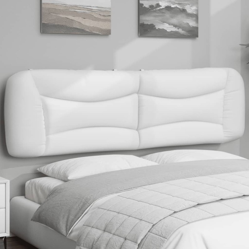 vidaXL Cabecero de cama acolchado cuero sintético blanco 180 cm vidaXL Cabecero de cama acolchado cuero sintético blanco 180 cm