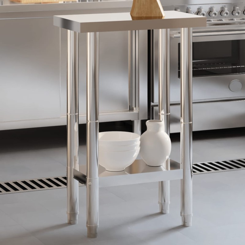 vidaXL Mesa de trabajo de cocina acero inoxidable 55x55x85 cm vidaXL Mesa de trabajo de cocina acero inoxidable 55x55x85 cm