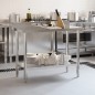 vidaXL Mesa trabajo cocina y salpicadero acero inoxidable 110x55x93 cm vidaXL Mesa trabajo cocina y salpicadero acero inoxidable 110x55x93 cm