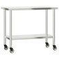 vidaXL Mesa de trabajo de cocina con ruedas acero inox 110x55x85 cm vidaXL Mesa de trabajo de cocina con ruedas acero inox 110x55x85 cm