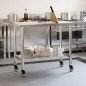 vidaXL Mesa de trabajo de cocina con ruedas acero inox 110x55x85 cm vidaXL Mesa de trabajo de cocina con ruedas acero inox 110x55x85 cm