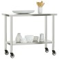 vidaXL Mesa de trabajo de cocina con ruedas acero inox 110x55x85 cm vidaXL Mesa de trabajo de cocina con ruedas acero inox 110x55x85 cm