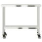 vidaXL Mesa de trabajo de cocina con ruedas acero inox 110x55x85 cm vidaXL Mesa de trabajo de cocina con ruedas acero inox 110x55x85 cm