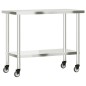 vidaXL Mesa de trabajo de cocina con ruedas acero inox 110x55x85 cm vidaXL Mesa de trabajo de cocina con ruedas acero inox 110x55x85 cm