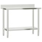 vidaXL Mesa trabajo cocina y salpicadero acero inoxidable 110x55x93 cm