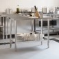vidaXL Mesa trabajo cocina y salpicadero acero inoxidable 110x55x93 cm