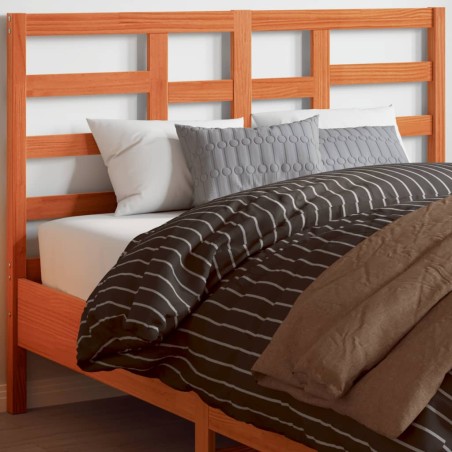 vidaXL Cabecero de cama madera maciza de pino marrón cera 135 cm