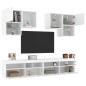 vidaXL Mueble de pared de TV con luces LED 6 piezas blanco