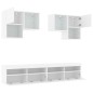 vidaXL Mueble de pared de TV con luces LED 6 piezas blanco