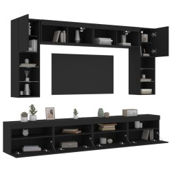 vidaXL Mueble de pared de TV con luces LED 8 piezas negro
