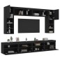 vidaXL Mueble de pared de TV con luces LED 8 piezas negro