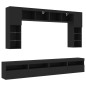 vidaXL Mueble de pared de TV con luces LED 8 piezas negro