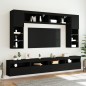 vidaXL Mueble de pared de TV con luces LED 8 piezas negro