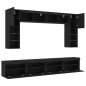 vidaXL Mueble de pared de TV con luces LED 8 piezas negro