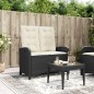 vidaXL Sillón reclinable de jardín con cojines ratán sintético negro vidaXL Sillón reclinable de jardín con cojines ratán sintético negro